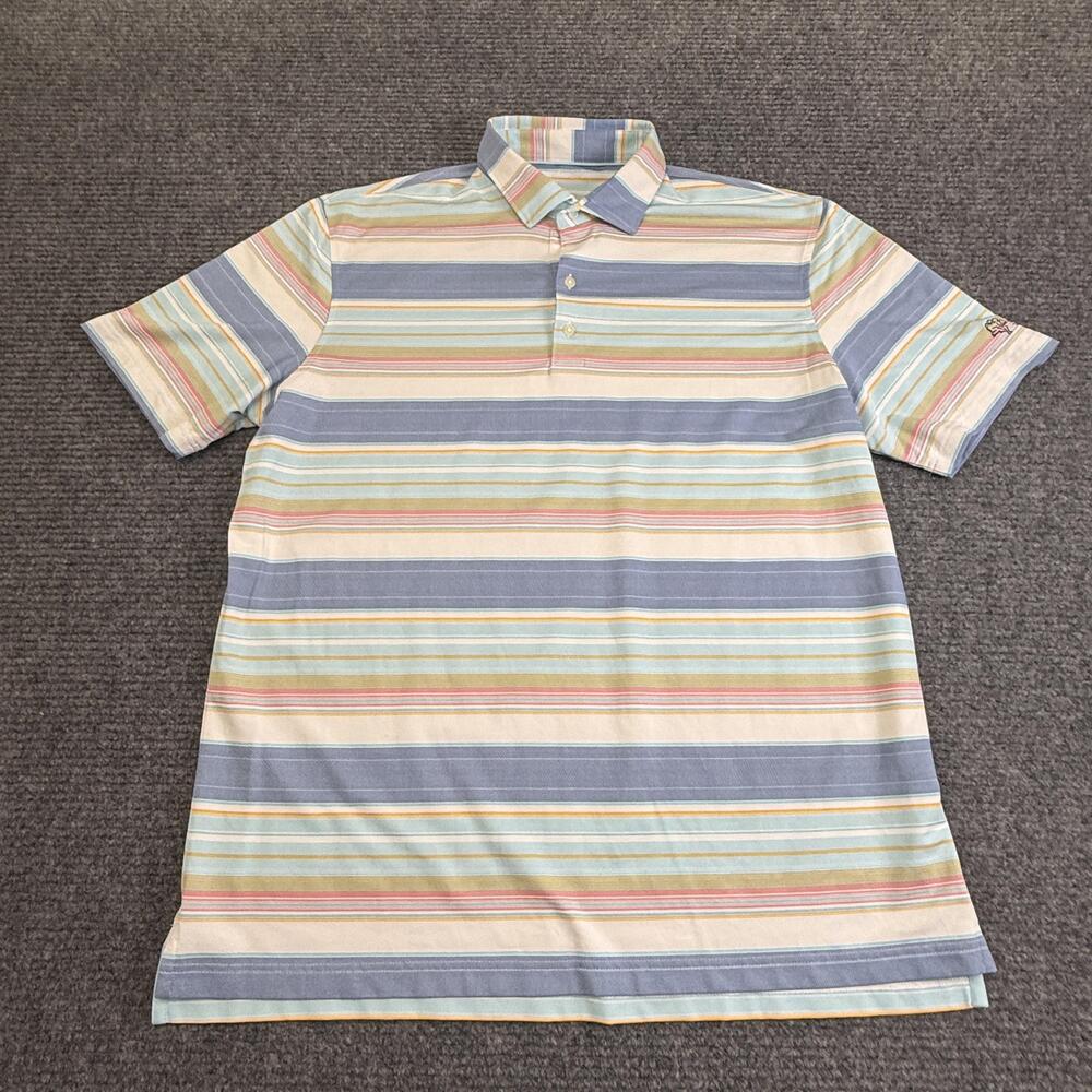 Johnnie-O Polo Shirt Mens XL Multicolor Stripe Anthem Country Club Golf Stretch